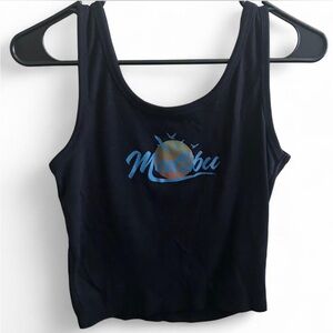 Malibu Black Tank Top with Blue Logo